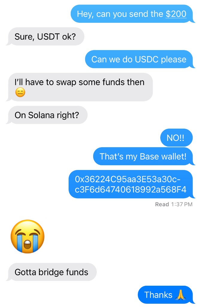 Chain confusion in iMessage