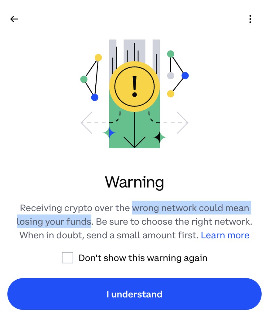 Wrong network warning